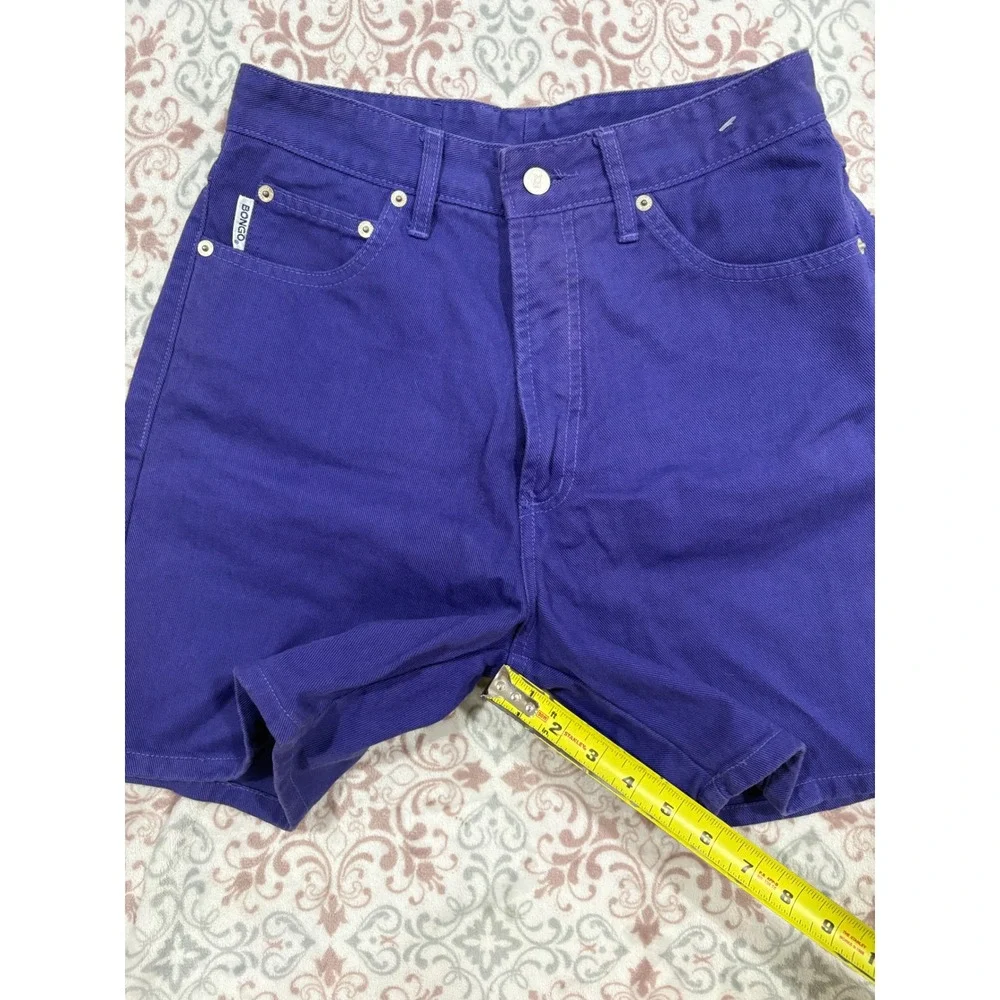 Bongo Vintage 90s High Waisted Purple Denim Shorts Gene Montesano Made in USA 7